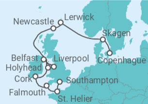 Itinerario del Crucero La costa de Gran Bretaña e Irlanda - Silversea