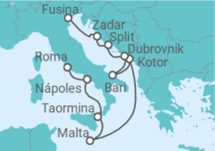 Itinerario del Crucero De la Roma hasta los canales de Venecia - Silversea