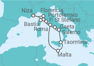 Itinerario del Crucero La maravillosa magia del Mediterráneo - Silversea