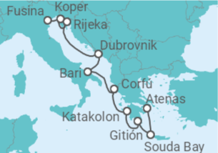 Itinerario del Crucero Del Jónico hasta el resplandeciente Egeo - Silversea