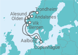 Itinerario del Crucero Fiordos Noruegos - Silversea