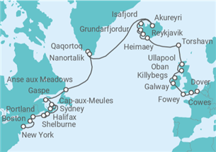 Itinerario del Crucero Eclipse solar, Islandia, Groenlandia y Canadá - Seabourn