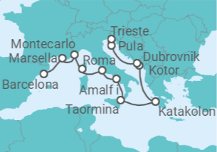 Itinerario del Crucero Estancia en el sur de Europa - Oceania Cruises