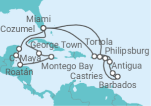 Itinerario del Crucero Caribe al Completo - Cunard