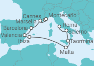 Itinerario del Crucero Mezcla mediterránea - Oceania Cruises