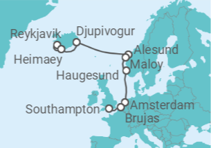 Itinerario del Crucero Estrellas islandesas y nórdicas - Oceania Cruises