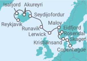 Itinerario del Crucero Fiordos, Islas Feroe e Islandia - Oceania Cruises