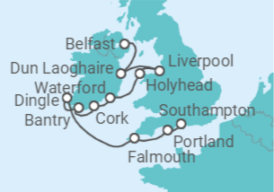 Itinerario del Crucero Encantos británicos y celtas - Oceania Cruises