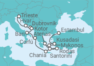Itinerario del Crucero Gemas del Adriático y del Egeo - Oceania Cruises