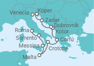 Itinerario del Crucero Estancia italiana - Oceania Cruises