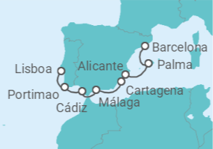 Itinerario del Crucero Explorador Ibérico - Oceania Cruises