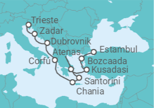 Itinerario del Crucero Pasaje del Egeo al Adriático - Oceania Cruises