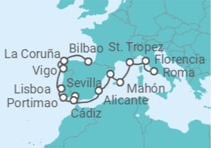 Itinerario del Crucero Celebración Ibérica - Oceania Cruises
