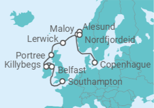 Itinerario del Crucero Castillos, fiordos y canales - Oceania Cruises