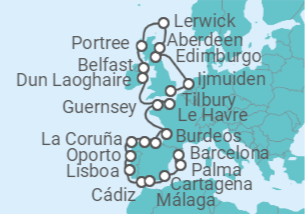 Itinerario del Crucero Europa occidental definitiva - Oceania Cruises