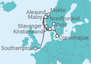 Itinerario del Crucero Fiordos de Noruega - Oceania Cruises