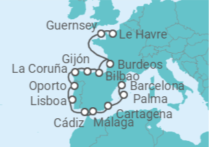 Itinerario del Crucero Riquezas de Francia e Iberia - Oceania Cruises
