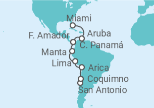 Itinerario del Crucero Canal de Panamá y Sudamérica - Cunard