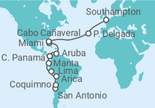 Itinerario del Crucero Sudamérica y Transatlántico - Cunard