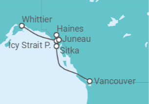 Itinerario del Crucero Pasaje Glacial de Alaska - Oceania Cruises