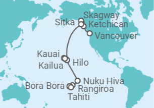 Itinerario del Crucero Gemas de Alaska y el Pacífico Sur - Oceania Cruises