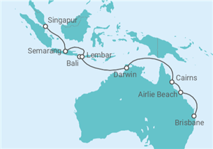 Itinerario del Crucero Segmento vuelta al mundo: de Brisbane a Singapur - Silversea