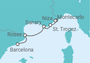 Itinerario del Crucero Delicias del Mediterráneo Occidental - Seadream Yacht Club