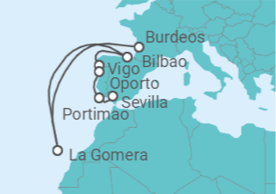 Itinerario del Crucero Navegación por las costas de Francia y España - Seadream Yacht Club