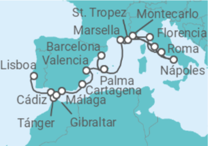 Itinerario del Crucero Desde la bella Lisboa hasta la romántica Roma - Silversea