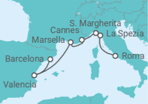 Itinerario del Crucero Italia, España y Riviera Francesa - Royal Caribbean