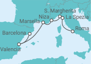 Itinerario del Crucero Italia, España y Riviera Francesa - Royal Caribbean