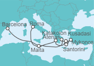 Itinerario del Crucero Islas Griegas, Malta y Turquía - Celebrity Cruises