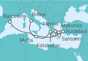 Itinerario del Crucero Islas Griegas, Malta y Turquía - Celebrity Cruises