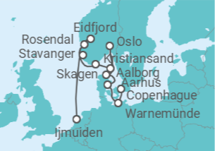 Itinerario del Crucero Los coloridos pueblos de los fiordos - Silversea