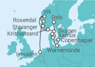 Itinerario del Crucero Majestuosos fiordos del sur de Noruega - Silversea