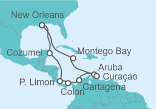 Itinerario del Crucero Jamaica, Aruba, Curaçao, Colombia, Panamá, Costa Rica, México - Carnival Cruise Line