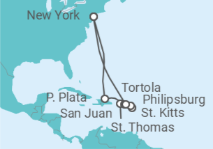 Itinerario del Crucero El Caribe: República Dominicana y Santo Tomás - NCL Norwegian Cruise Line