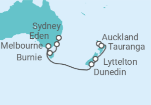 Itinerario del Crucero Australia y Nueva Zelanda: Dusky Sound y Melbourne - NCL Norwegian Cruise Line