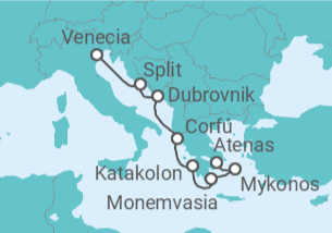 Itinerario del Crucero Regreso al hogar griego - Oceania Cruises