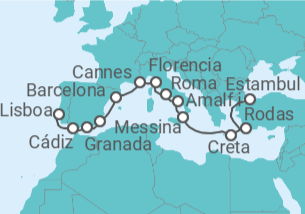 Itinerario del Crucero Mosaico mediterráneo - Oceania Cruises