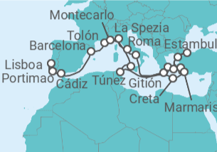 Itinerario del Crucero Mediterráneo legendario - Oceania Cruises