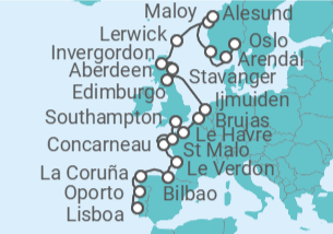 Itinerario del Crucero Desde la región vinícola hasta los fiordos - Oceania Cruises