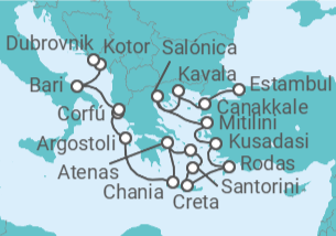 Itinerario del Crucero Mediterráneo mítico - Oceania Cruises