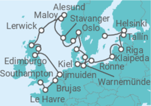 Itinerario del Crucero Majestuosos mares del norte - Oceania Cruises