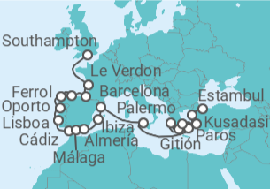 Itinerario del Crucero Explorador europeo - Oceania Cruises