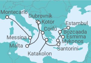 Itinerario del Crucero Resplandor del Adriático y del Egeo - Oceania Cruises