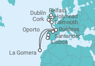 Itinerario del Crucero Segmento vuelta al mundo: de Lisboa a Belfast - Silversea