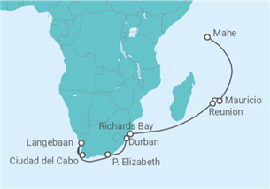 Itinerario del Crucero Segmento vuelta al mundo: de Mahe a Ciudad del Cabo - Silversea