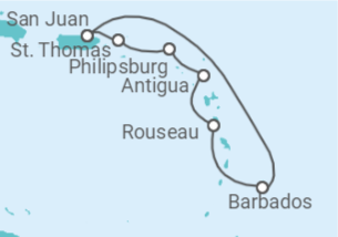 Itinerario del Crucero Sur del Caribe con Barbados - Princess Cruises