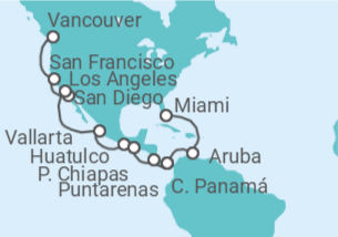 Itinerario del Crucero Canal de Panamá y Costa del Pacífico - Princess Cruises